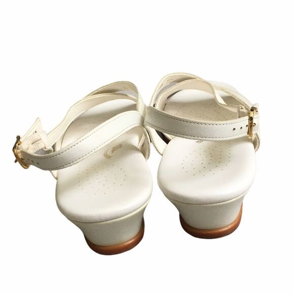 SAS Cross Strap Leather Wedge Sandals White 7.5 - Picture 6 of 8